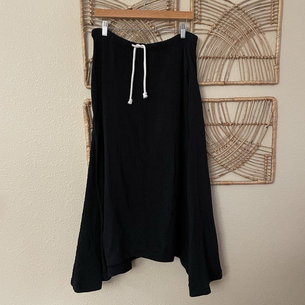 9Seed Rockaway Cotton Maxi Skirt Black Beachy Coastal‎ Boho Chic Sz P/S B38